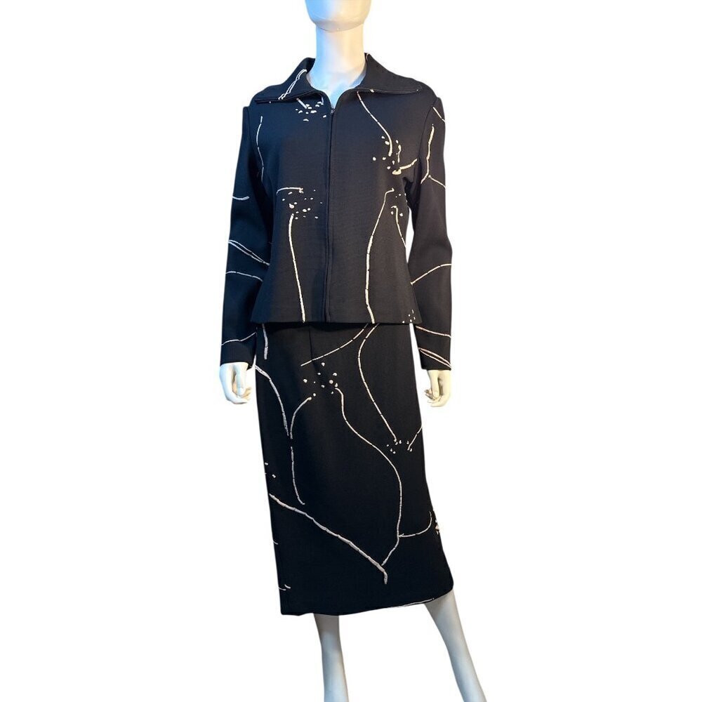 Tomaso Stefanelli Jacket & Skirt Abstract Size 50 Rayon/Poly Made In Italy EUC
